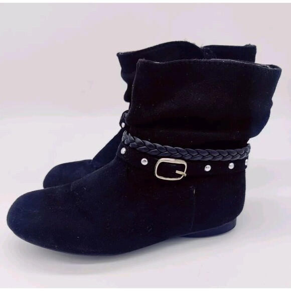 Simply Styled Black Faux Suede Ankle Boots Girls Sz 11 Booties TG Ainsley 26397 - Picture 3 of 12